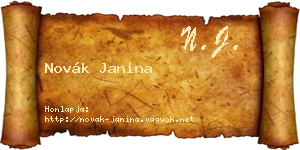 Novák Janina névjegykártya